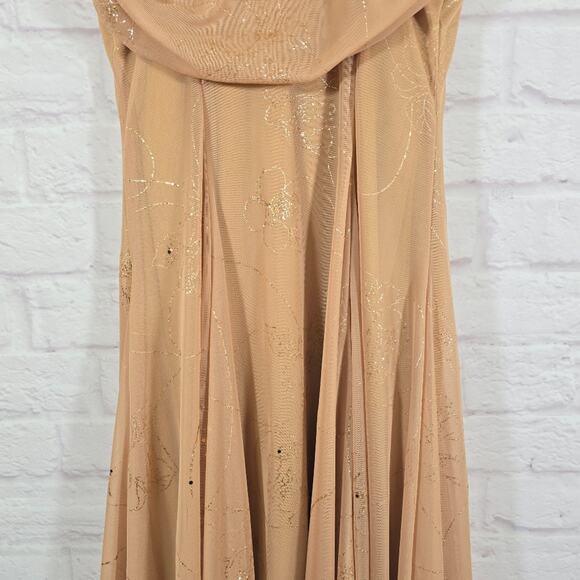 M Ariella Gold Y2K Asymmetrical Midi Dress Womens Size XS S Whimsical Fairy Rose - Picture 9 of 12